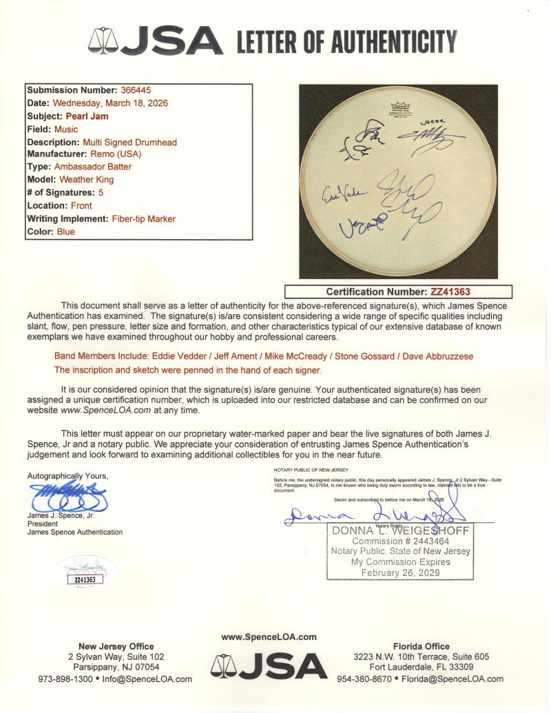 Pearl Jam Signed Autograph 13
