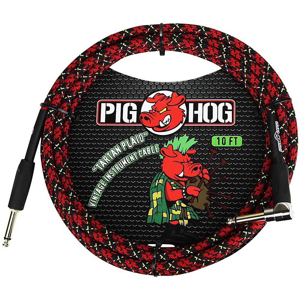 Pig Hog Right Angle Instrument Cable 10 ft Tartan Plaid 4290₽