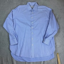 Charles Tyrwhitt Shirts Men 18/37 Gingham Spread Collar Blue White Business
