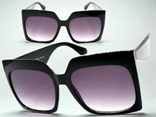 OVERSIZED Exaggerated Vintage Retro Style SUNGLASSES X Large Square Black Frame