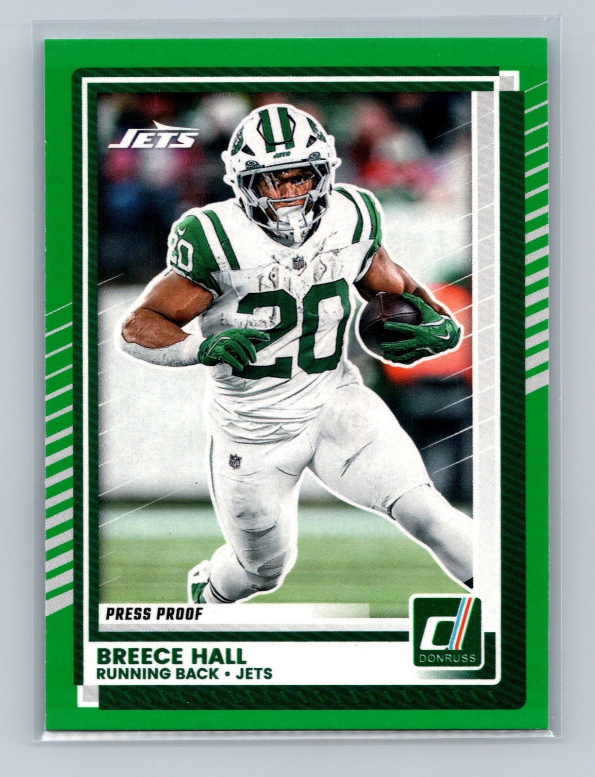Breece Hall New York Jets #292 2025 Panini Donruss Football Green Press Proof