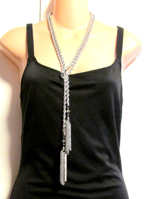 NWT Epic Silver Set SJ2-1137n R/CRY Fringe Lariat Rhinestone Necklace + Earrings