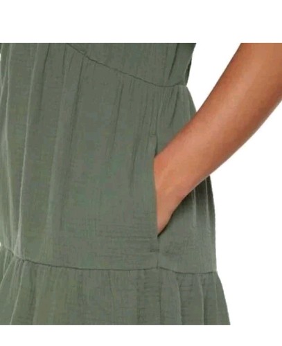 Gap Gauze Cotton Dress V-Neck Tiered with Pockets Empire Waist Medium - Picture 3 of 5