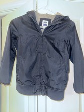 Old Navy Boys M Black Basic Hooded Jacket Zip Pockets Polyester Long Sleeve