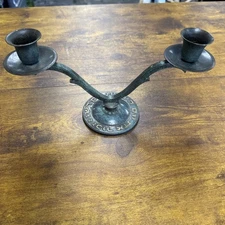 2 Small Brass Shabbat Antique Candlesticks Jewish Hebrew