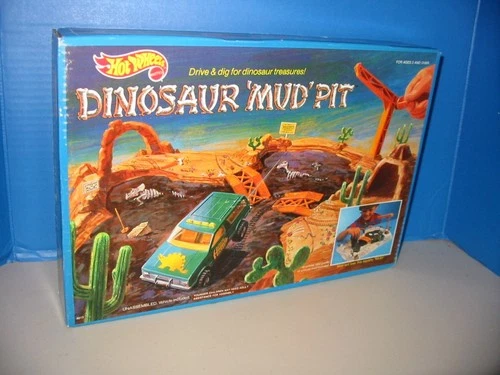 Hot Wheels #4513 Dinosaur 'Mud' Pit + Vehicle 1987 New Factory Sealed Rare
