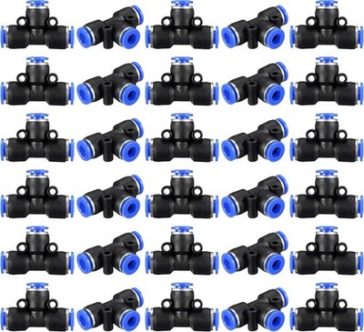 NACX 6mm (1/4 ） Push to Connect Fitting Tee Shaped, Air Line Lock 6mm, T 