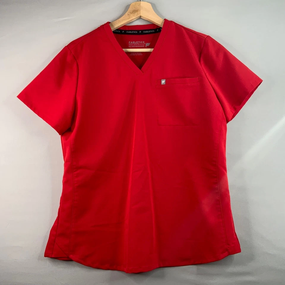 Conjunto Médico Fabletics Mujer Rojo Cuello en V Top Talla L, Pantalones de Correr Ropa Activa Talla Mediana Foto 2 de 4