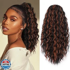 FREEMEIGE Curly Ponytail Extension Drawstring Ponytail for Black Women Curly 