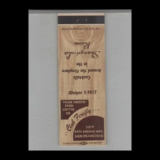 Matchbook Cover Club Firefly San Francisco, CA