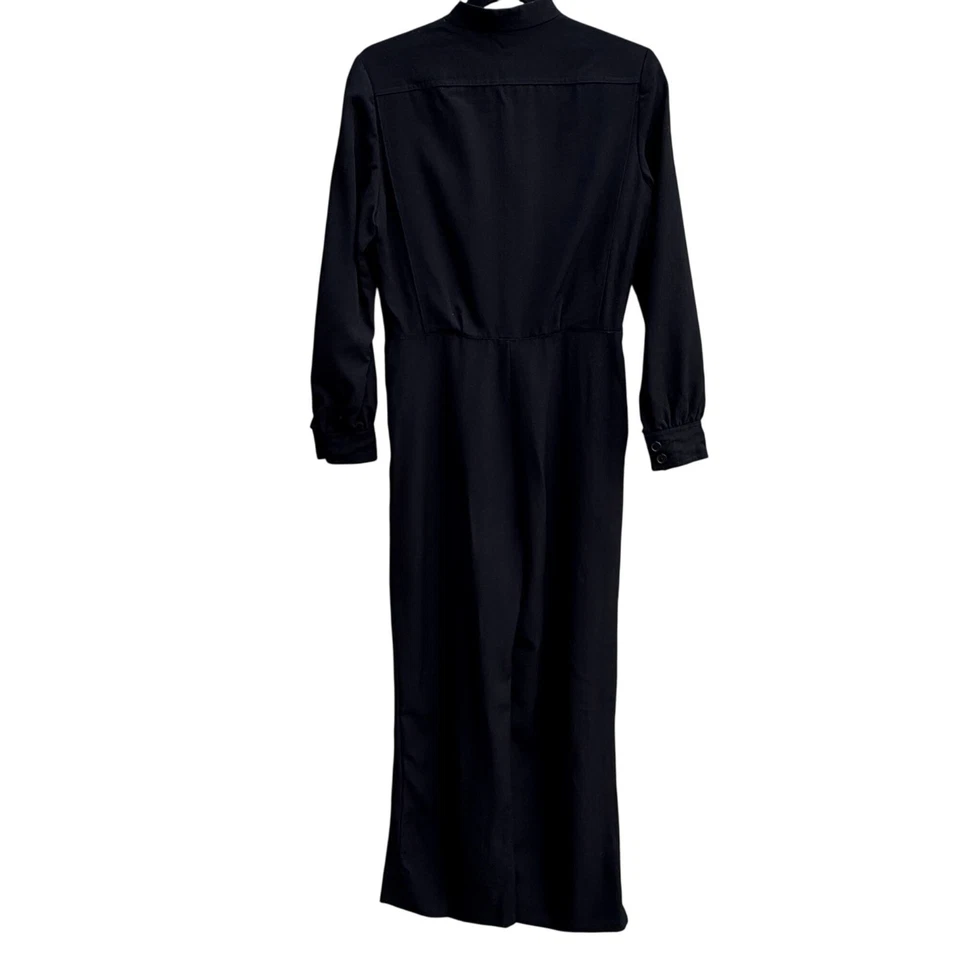 Neiman Marcus Ciao Vintage Womens Black Wool Wide Leg Military Style Jumpsuit 10 - Image 4 of 4