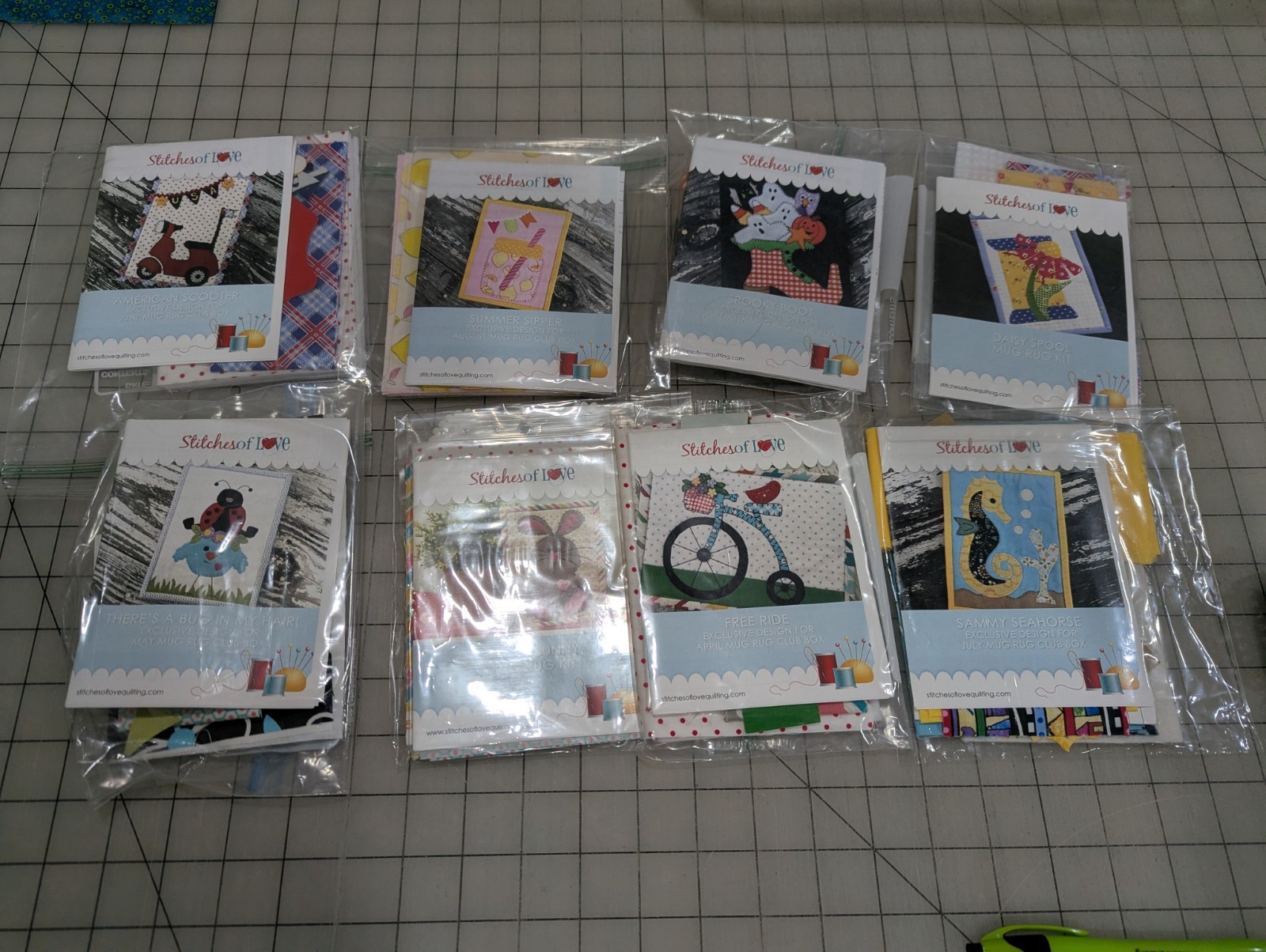 EIGHT Stitches of Love fabric postcoard kits laser cut quilting