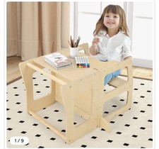 Costway Toddler Natural Foldable Kitchen Step Stool with Chalkboard