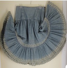 Polo Jeans Ralph Lauren -Sz 10 Tiered Gypsy A-Line Full Western Eyelet Skirt