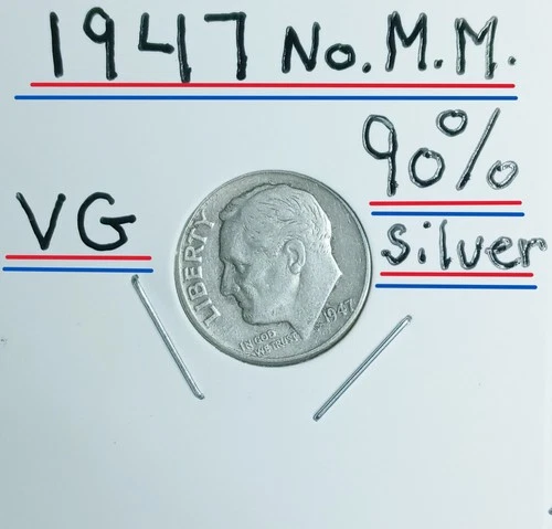 1947 (P) Roosevelt Dime VG Condition 90% Silver Rare Gem Look & See 79yr OLD %%%
