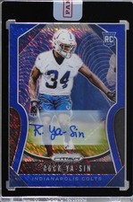 2019 Panini Prizm Rookies Blue Shimmer 2/10 Rock Ya-Sin #388 Auto s3g