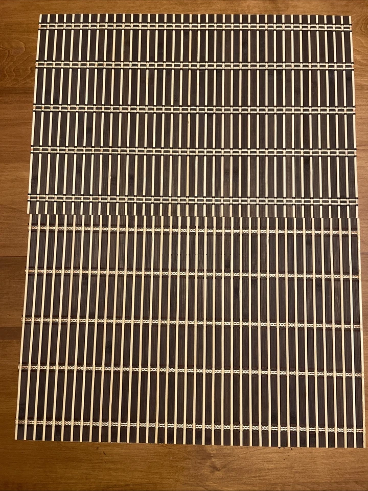 Juego de 4 manteles de madera de bambú listones marrón beige ~18x12" en muy buen estado Foto 4 de 4