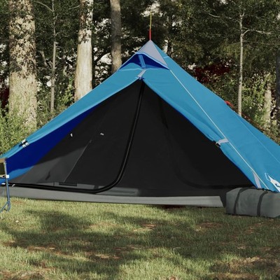 Campingzelt 1 Person Blau 255x153x130 cm Tipi mit Regendach, E-Anschluss, leicht