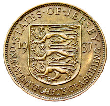 JERSEY King GEORGE VI 1937 1/24 SHILLING Shield of Arms yes we combine postage