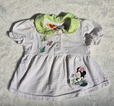 Vintage Disney Baby Minnie Mouse White Short Sleeve Shirt Peter Pan Collar 6-9m