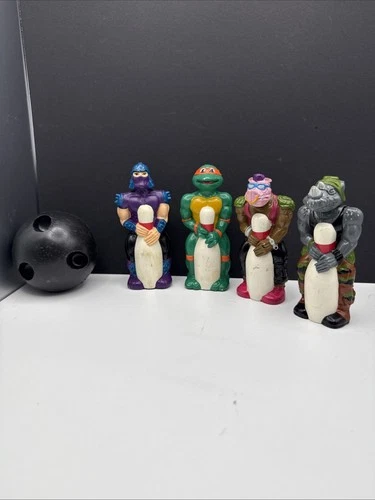 Vintage TMNT Teenage Mutant Ninja Turtles Lot of 5 Bowling Pin Figure Loose