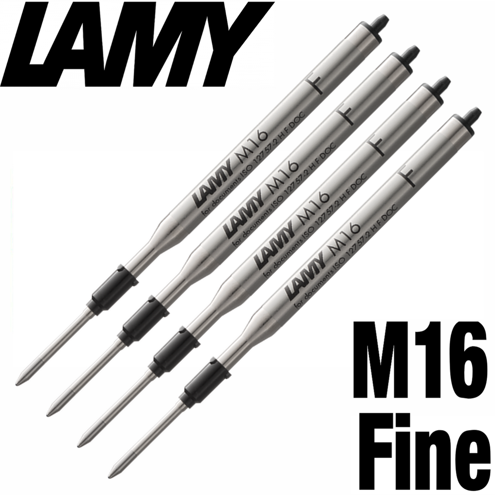 LAMY M16 Ballpoint Pen Refill - Fine - Black Ink - Pack of 4