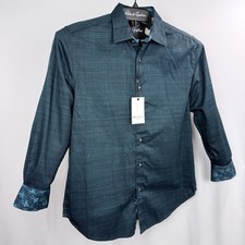Robert Graham Button-Up Shirt Mens 2XL Crosshatch Vibrant Flip Cuff Cotton LS
