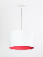 Stylische Pendelleuchte Jerry Stoff Weiß Pink Ø30Cm Velours Optik HäNgelampe