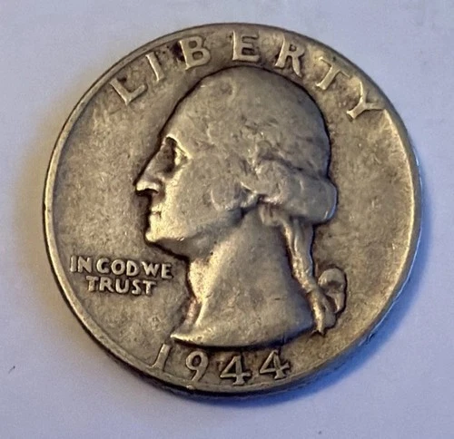 1944 Washington Quarter VF 25c U.S. coin 90% silver raw circulated KM 164