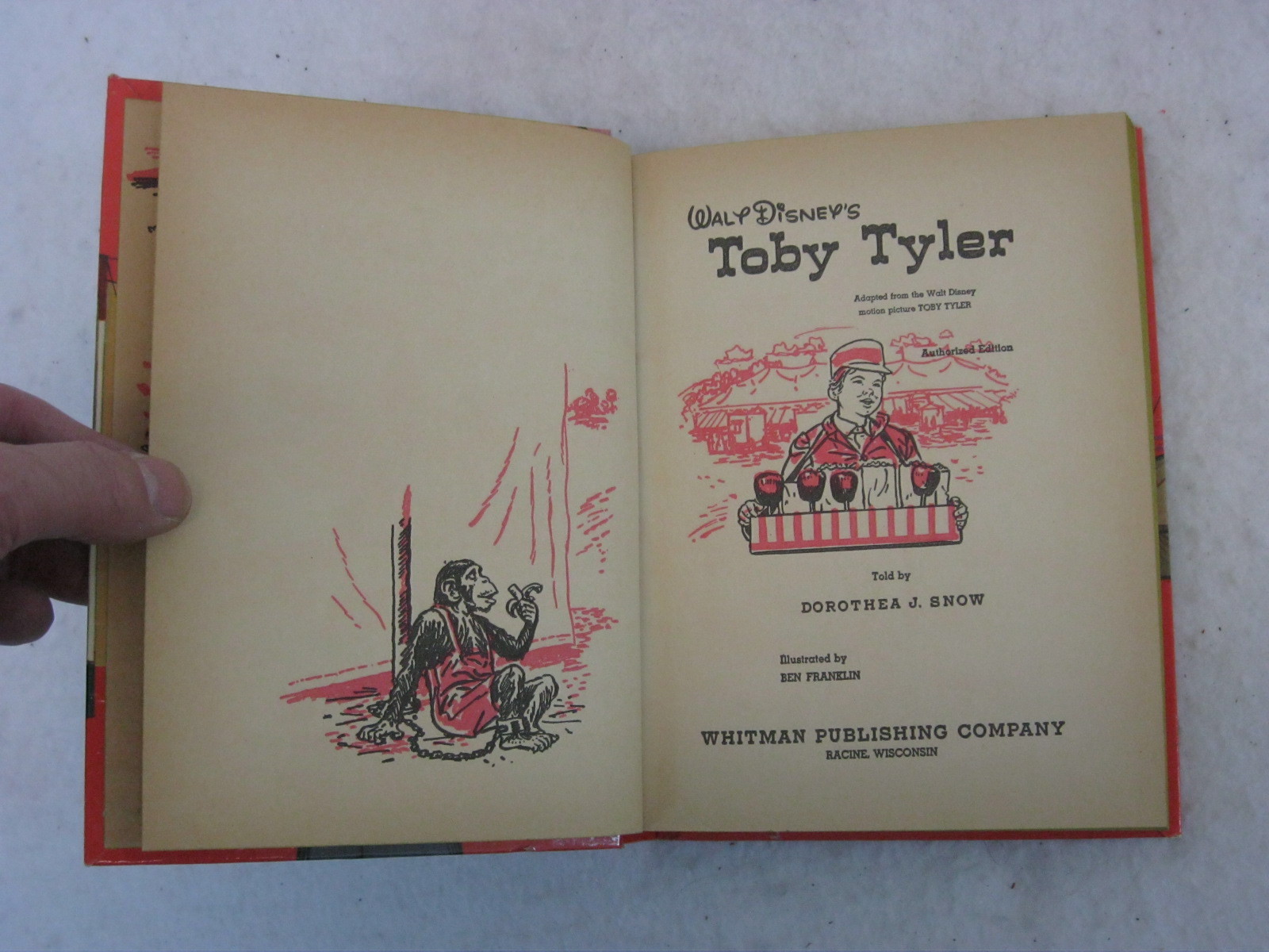 Dorothea J. Snow WALT DISNEY'S TOBY TYLER Whitman Publishing c.1960 HC eBay