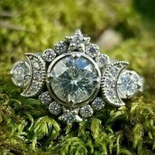 2Ct White Round Cut CZ Art Deco Engagement Wedding Ring 925 Sterling Silver