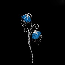 Bling Campanula Iron On Rhinestone Transfer Bead Flower Applique