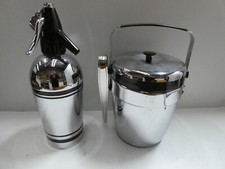 SPARKLETS CHROME DECO SODA SYPHON BOTTLE & ERHARD GERMAN ICE BUCKET COCKTAIL BAR