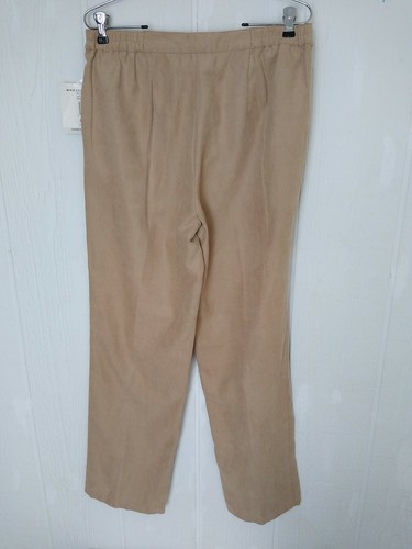 Erin London Sitting Pretty Women M Tan Pants Slacks Elastic Waist Faux Suede NEW - Picture 3 of 7