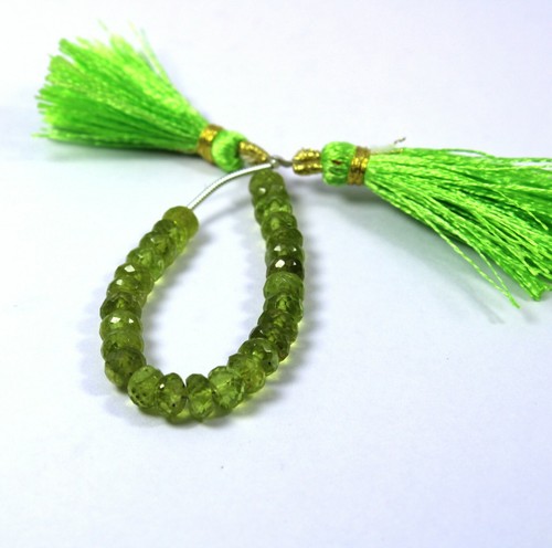 27 Karat 5 bis 5,5 mm natürlich facettiert grün Peridot Rondelle Form Schnitt 3,5 Zoll Perlen - Bild 6 von 8