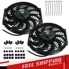 2x 12" inch Universal Slim Fan Push Pull Electric Radiator Cooling 12V Mount Kit