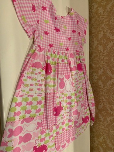 Flap Happy Girl’s Size 4 Short Sleeve Dress Pink Fish - Picture 2 of 3
