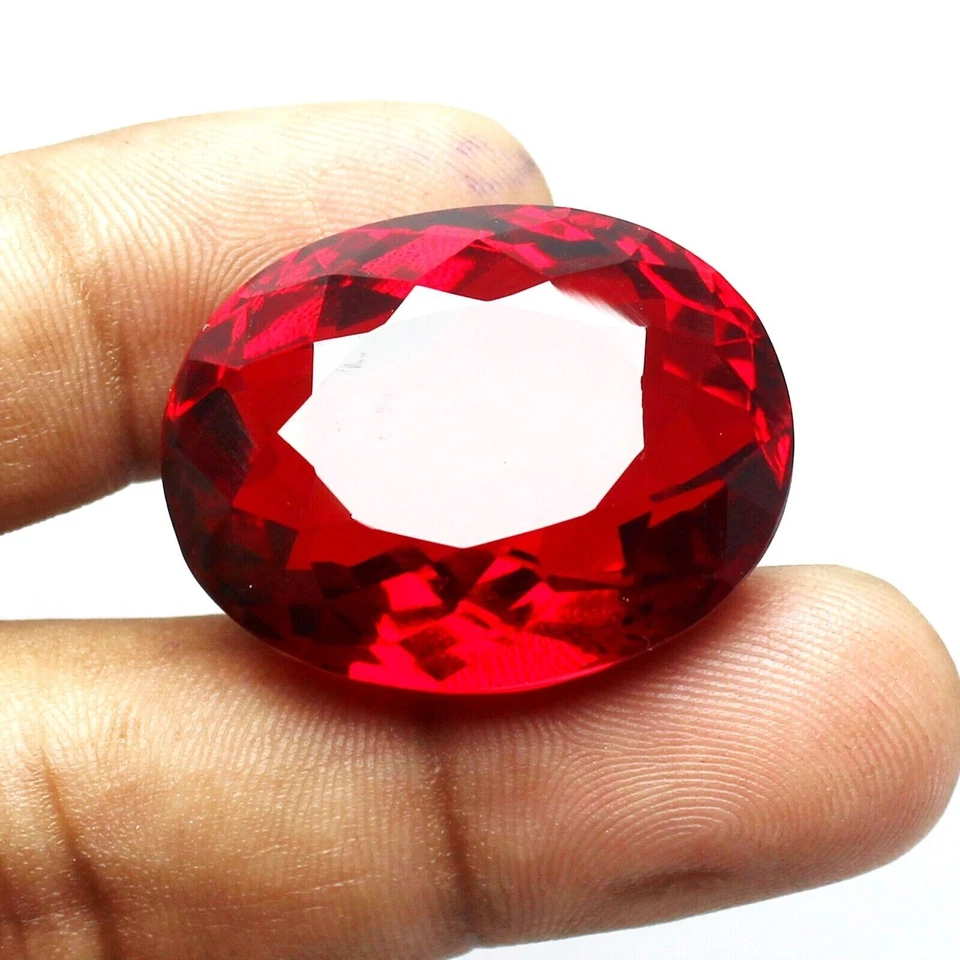 Large 101.8 Ct. Mozambique Blood Red Ruby Oval Cut Loose Gemstone Gift for Women - Image 3 of 4
