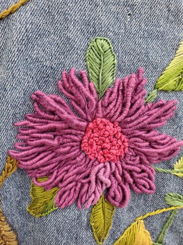 Roxy Denim Jacket L, Costume Embroidered By An Artisan. One Of A Kind NWT. - Picture 10 of 16