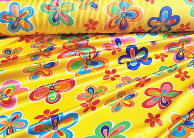 Satin Stoff Bedruckt Karneval Kostüme Fasching Meterware