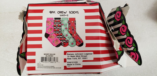 Betsey Johnson Holiday Candy Sock Gift Set Gingerbread Skull Lips Size 9 /11 Nib - 第 2/9 張圖片