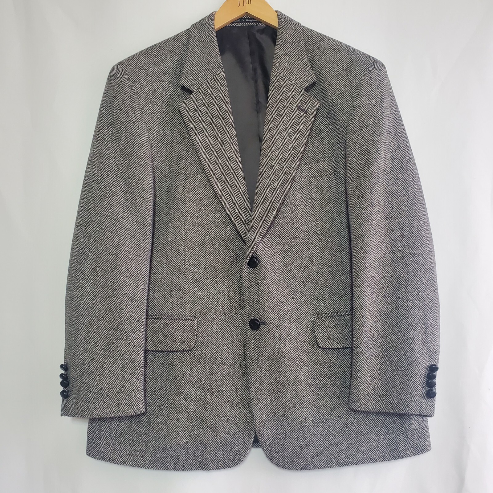 FILA Savile Row Wool Herringbone Single Breasted Sport Jacket Blazer Size Medium Gray