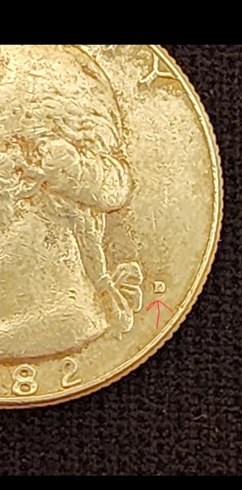 RARE Circulated 1982 D ERROR  QUARTER   Double Die Heavy on (IN GOD WE TRUST)   - Image 3 of 4
