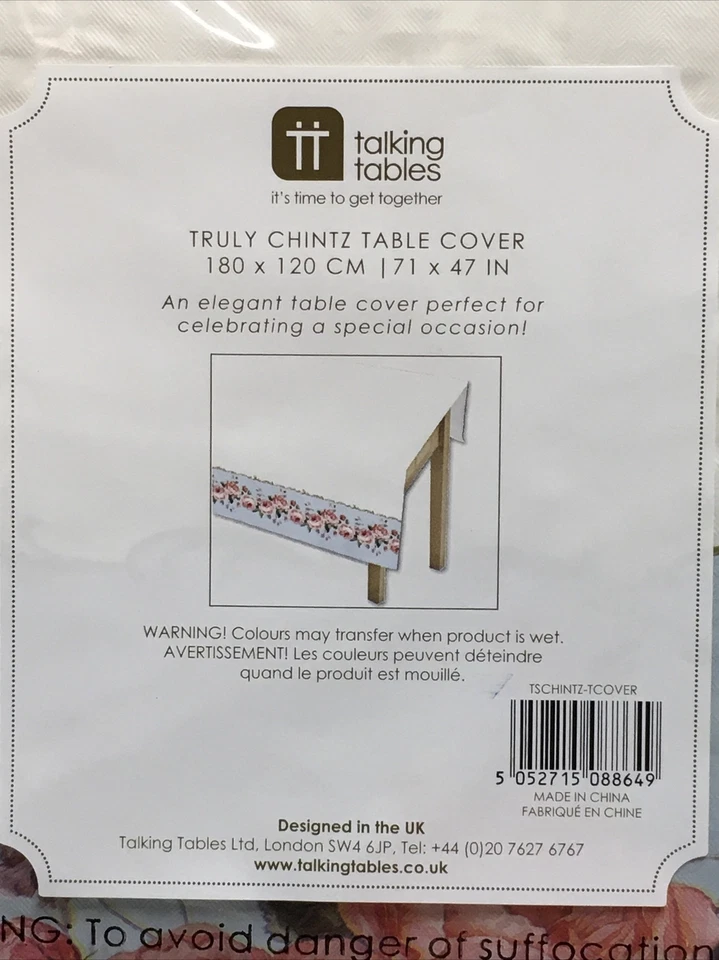 LOT OF 2 TABLE COVER TRULY CHINTZ (TALKING TABLES) 71 X 47 IN NEW IN PACKAGE - Image 3 of 3