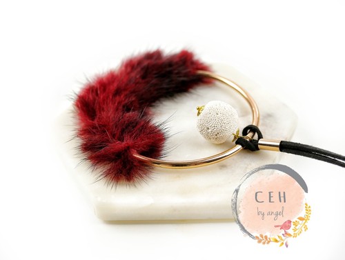 Soft Fur Lava Circle Metal Necklace ring Fluffy Gold Cute Big Natural shape - Picture 11 of 11