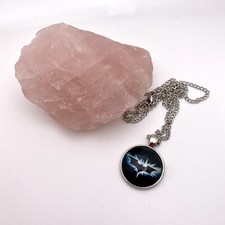 Super Hero Batman Necklace Black Blue Batman with Silvery Chain Necklace