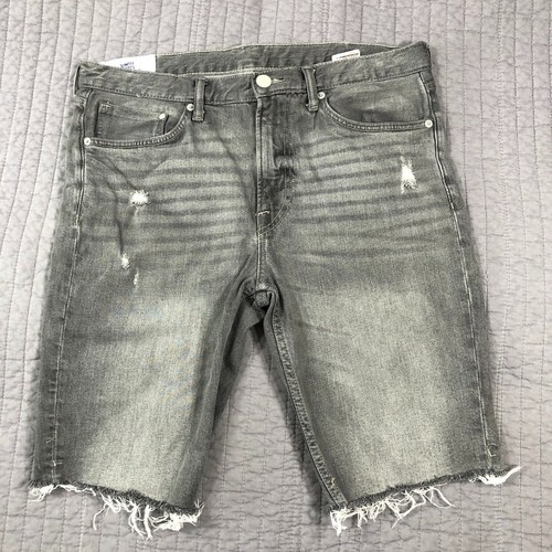 H&M Jean Shorts Men 36 x 11 Gray Denim Slim Fit Coupe Etroite Distress Cut Offs - Picture 13 of 24