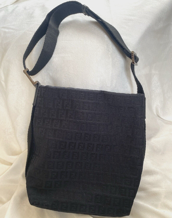 Fendi Black FF Monogram Zucca Bucket Bag with Adjustable Crossbody Strap  