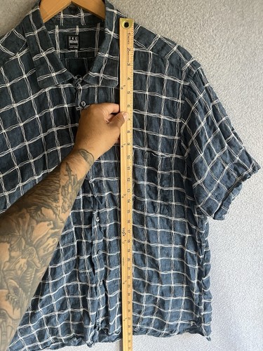 IKE BEHAR Shirt 100% Linen Short Sleeve Button Up Blue XL Beach - Picture 3 of 9