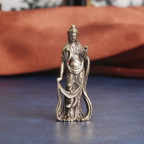 4.3CM Collectable Chinese Brass Carved Kwan-yin Guan Yin Buddha Exquisite Small - Picture 2 of 6